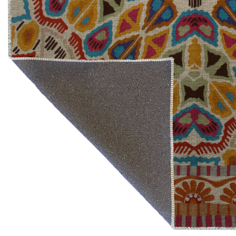 Tapis décoratif créatif moderne avec motifs floraux et géométriques multicolores, Rectangle 4 pi 4 po x 6 pi 3 po