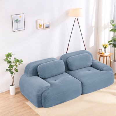 Canapés luxueux en velours côtelé, conception modulaire avec accoudoirs courbés pour le salon