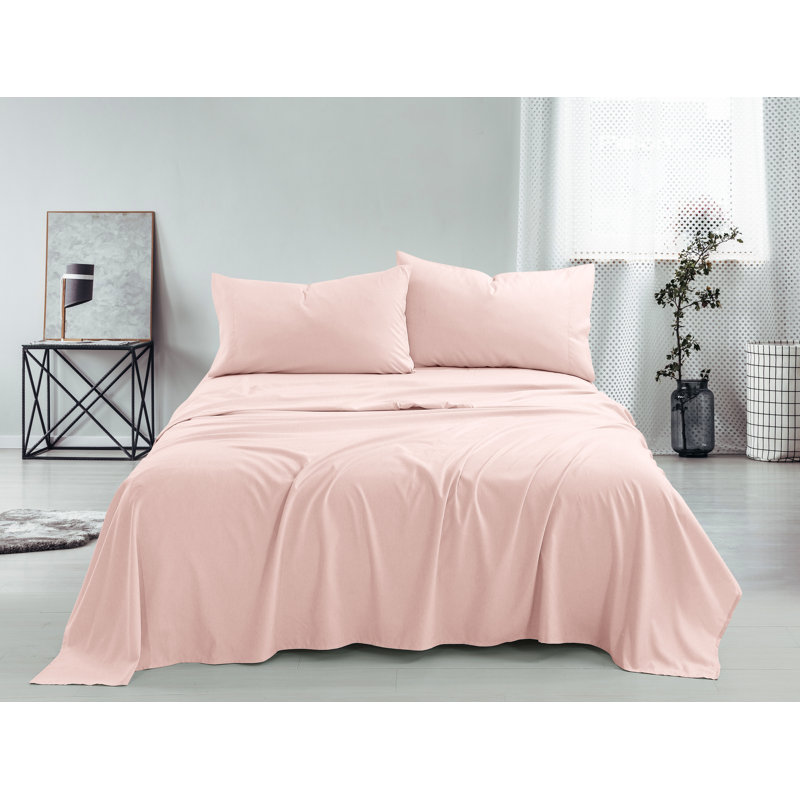 Ensemble de draps en micro-fibre, Ensemble de draps pour très grand lit + un drap-h, Rosé