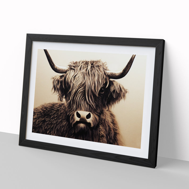 Highland Cow View Vol.3 - Framed Print, Black, 25cm H x 34cm W x 2cm D