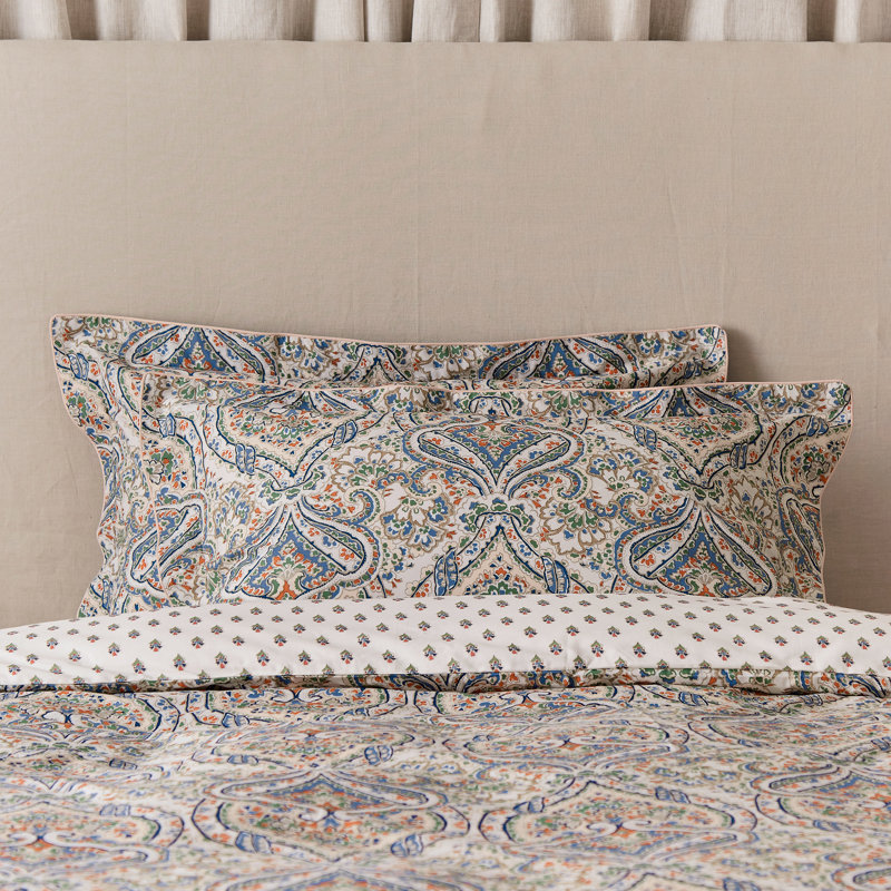 Paisley Cotton Duvet Cover Set, King Size Duvet Cover + 2 Pillowcases