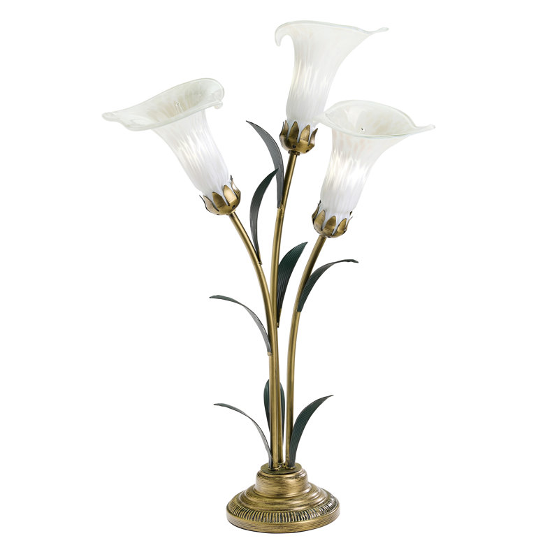 23.5"H Hand Blown Glass 3 Calla Lily Uplight Accent Lamp - , White 