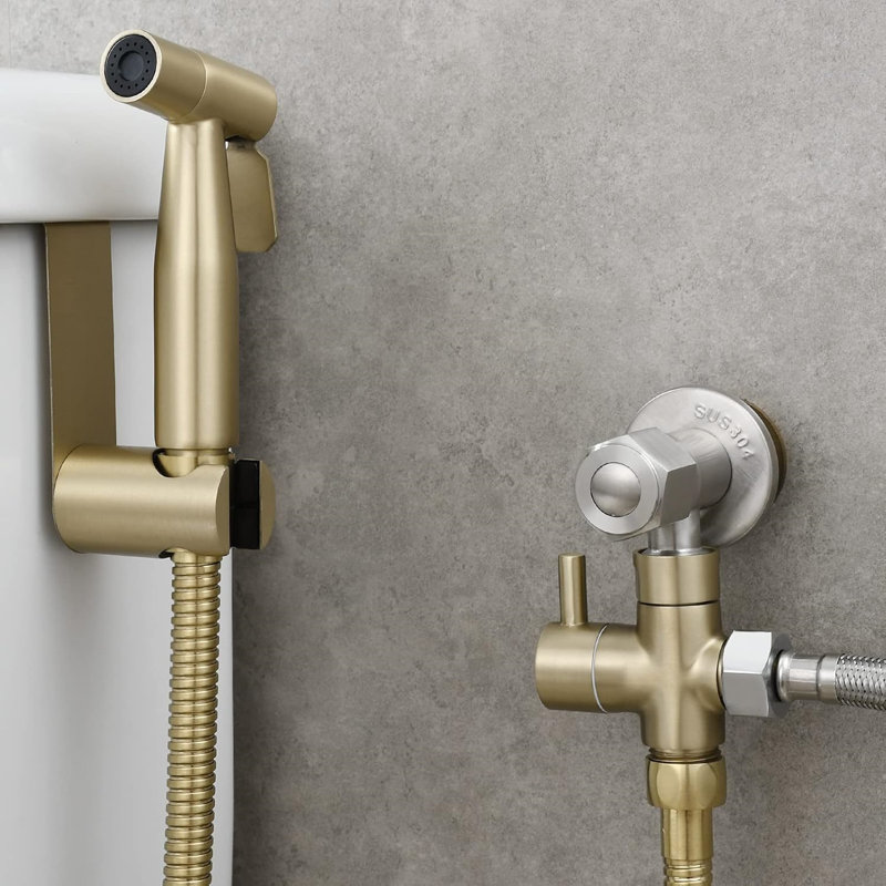 Handheld Bidet Sprayer Kit For Toilet,Stainless Steel,Brushed Gold