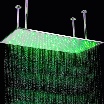 Pomme de douche chromée à fixation au plafond 16 x 32 po