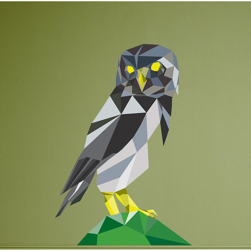 Adhésif décoratif polygonale hibou, H 33 po x l 49 po