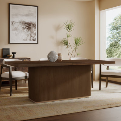 Defeo 84'' Rectangular Mid-Century Modern Dining Table With Ash Veneer Top – Seats 6 To 8