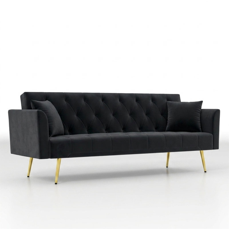 Chaise d'appoint 44,5 po avec repose-pieds, salon et chambre à coucher, Noir