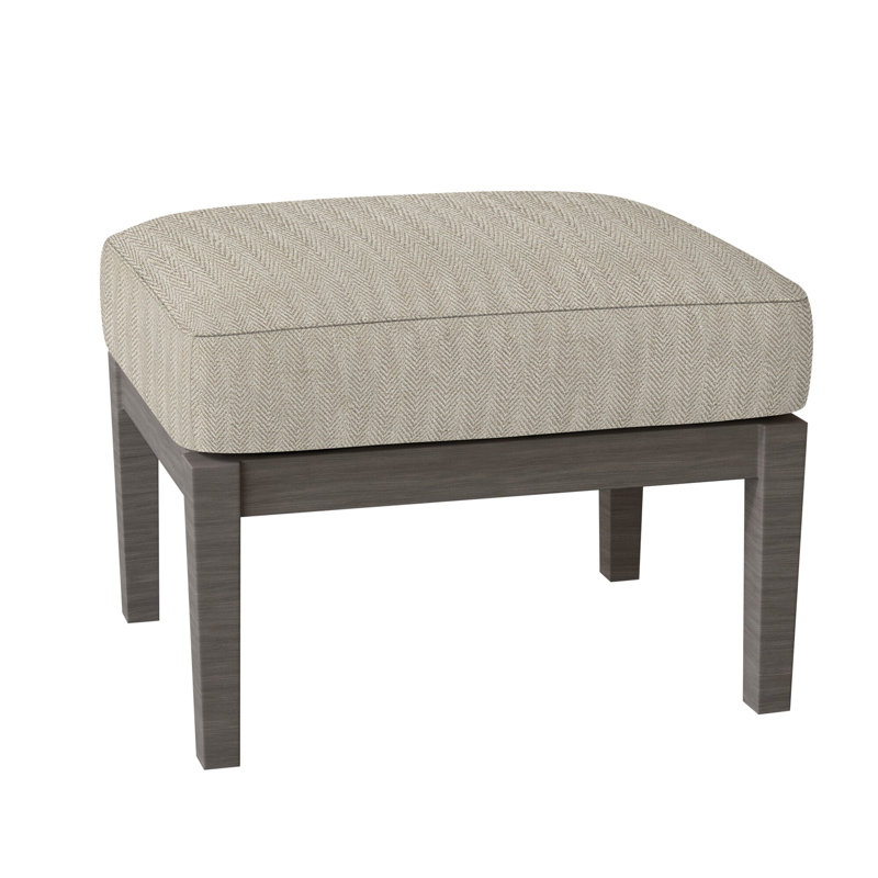 Lattice Outdoor Ottoman with Cushion, Welt, Herringbone Sand