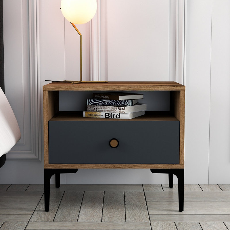 Table de chevet Paucker, Brun / Noir