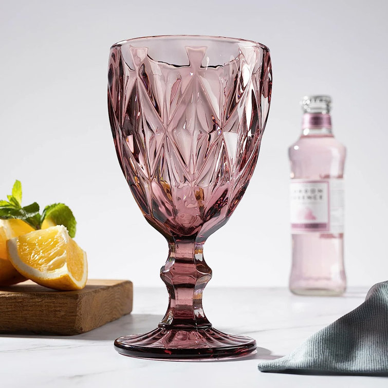 Rosdorf Park Vintage Wine Glassware, 8 Oz Coloured Water Goblets, Set ...