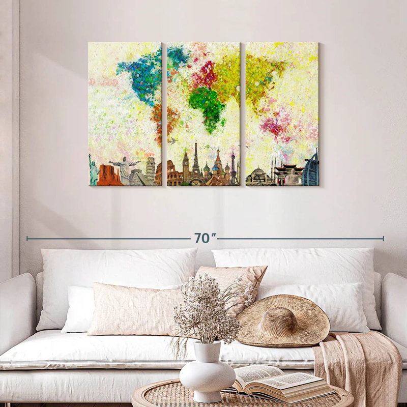 Carte du monde Aliaz Paint Splash, H 28 po x l 45 po