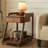 Modern Minimalist Black Walnut Wood Mobile Side Table with Wheels