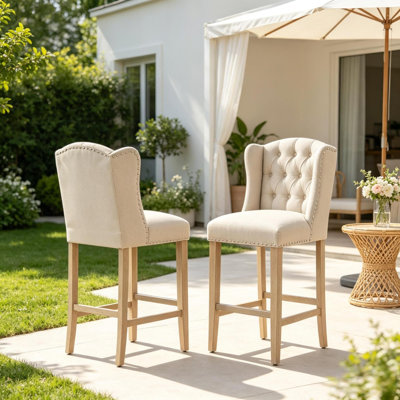 Tabourets de bar confortables, pieds en bois, chaises capitonnées pour la cuisine