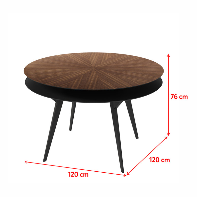 Wacousta Walnut Round Dining Table with Wood Base