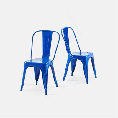 Ensemble de 2 chaises de salle à manger industrielles en métal de 18 pouces de hauteur empilable à l'intérieur, à l'extérieur, légère, facile à nettoyer, facile à assembler et durable