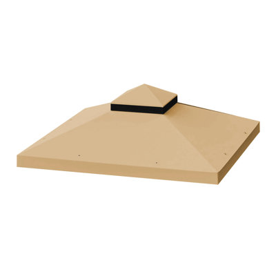 10X10 Ft Patio Gazebo Replacement Canopy - Double Tiered Roof Protected Khaki Layered Top Fade