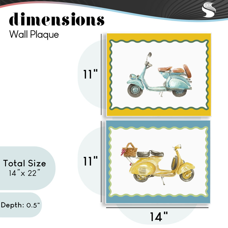 Ensemble de 2 plaques murales Wavy Bordered Scooters, design par Lanie Loreth