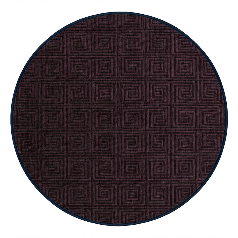 Tapis noir en treillis lavable à la machine, Rond 7 pi