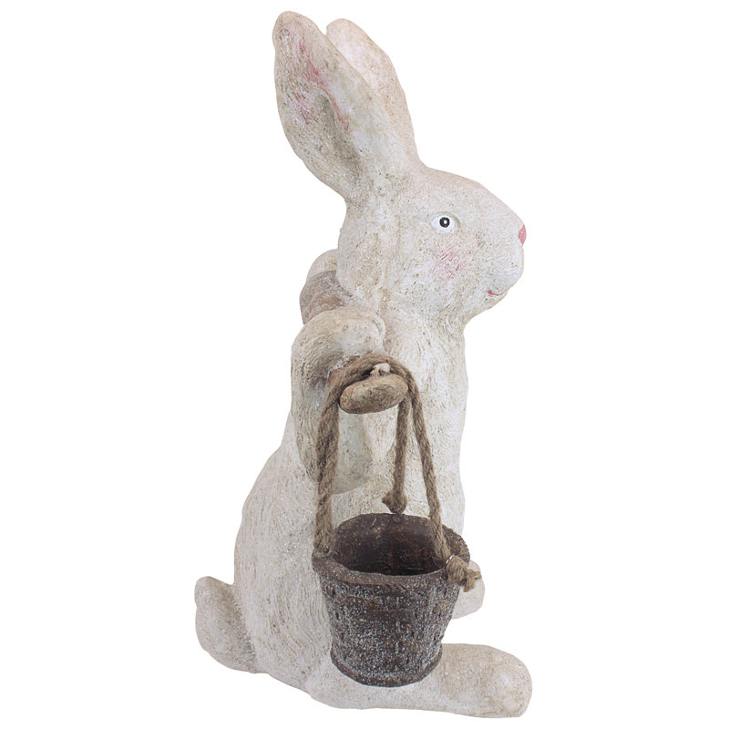 Ezekiel Rabbit Resin Spring Bunny Statue with Removable Buckets