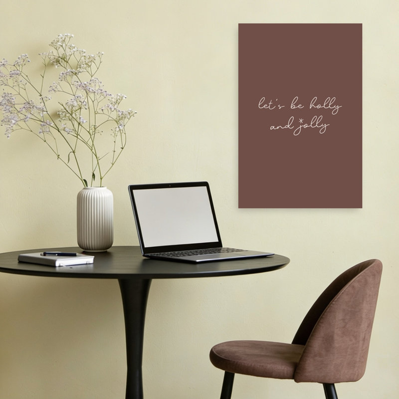 «Let's Be Holly Jolly Elegant Minimalist Abstract Winter Landscape», reproduction d'art mural, H 24 po x l 16 po