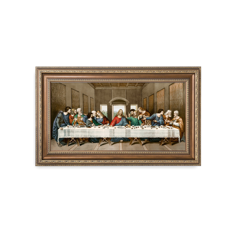 «The Last Supper» par Leonardo Da Vinci, reproduction d'art par estampe numérique avec cadre, H 12 po x l 24 po, Doré
