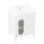 Meuble-lavabo de 24 po avec lavabo en céramique lisse, deux tiroirs, porte d'armoire, tablette réglable, bois d'hévéa massif, verre, blanc, autoportant, finition peinte à poser, forme rectangulaire, simple