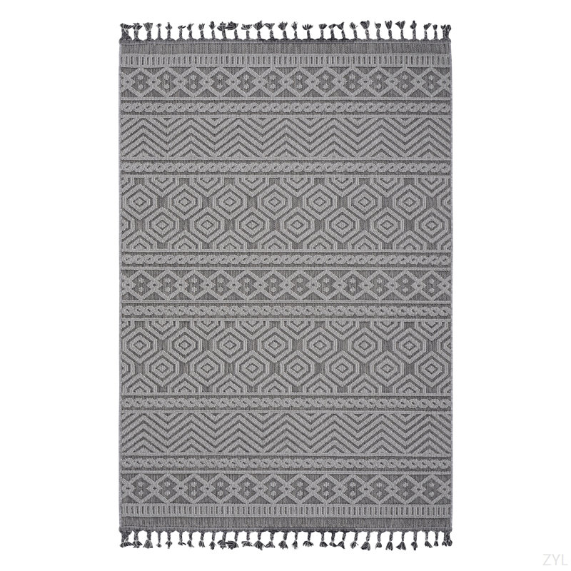LOOM & LUXE Collection 6X9 Geometric Indoor/Outdoor Area Rug, Rectangle 6'7" x 7'9"