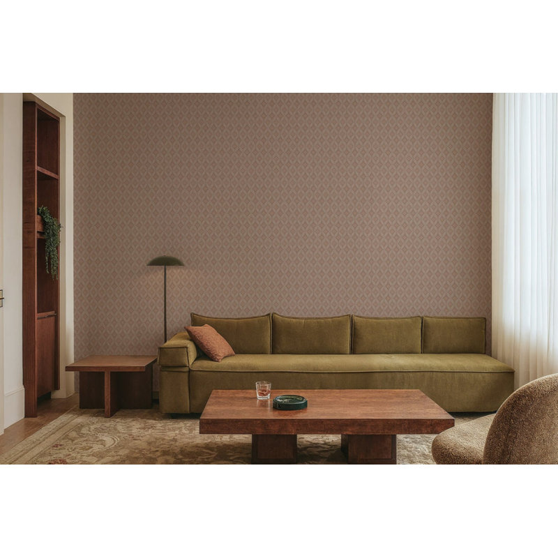 Stone Lace - Wallpaper, Red Clay, Faux Grasscloth
