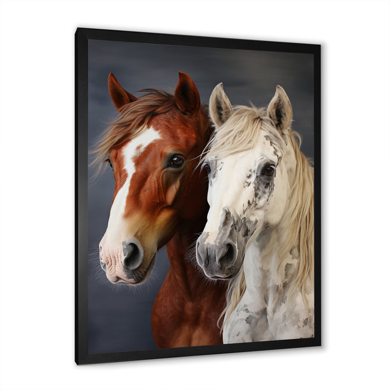Berno Horse Dynamic Duo, reproduction sur toile encadrée, H 20 po x l 12 po x P 1 po, Cadre photo noir