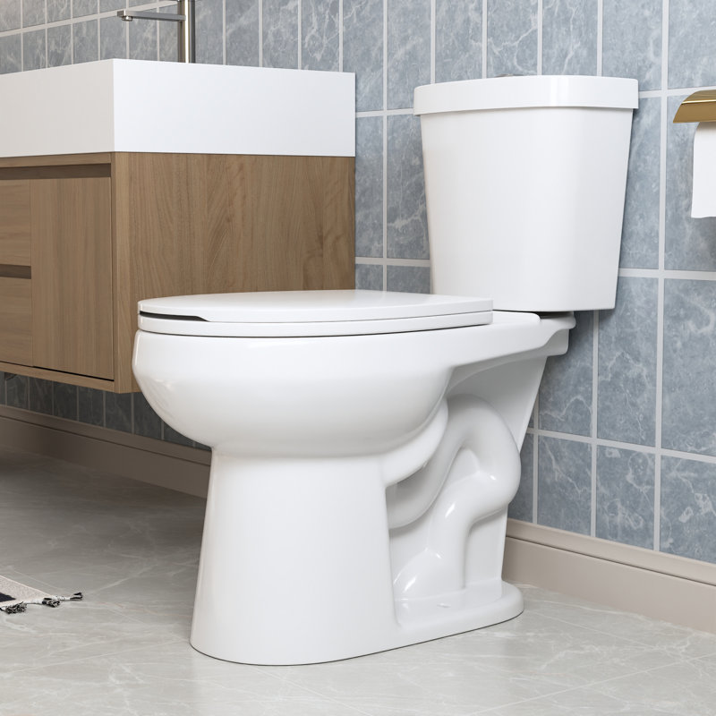 DeerValley Dynasty Two-Piece Toilets for Bathrooms, 17.3" ADA Chair Height Toilet Bowls With Soft Close Seat, Top