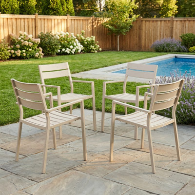 4 Piece Stackable Outdoor Patio Dining Chair Set