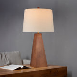 29'' Tall, Pyramid, Walnut Wooden Table Lamp