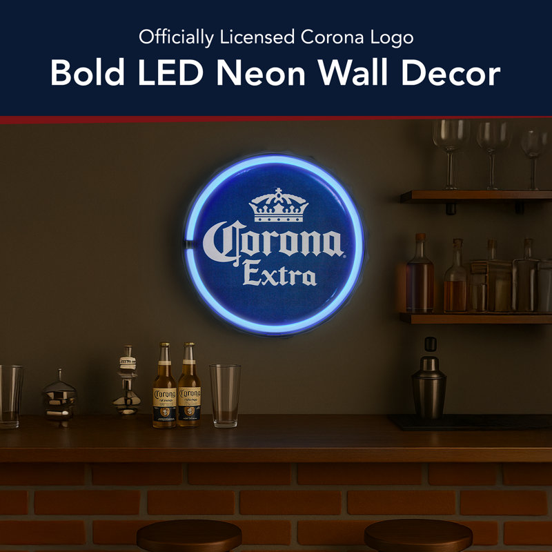 Trinx Corona Extra Beer LED Neon Light Sign Wall Decor - 12" x 12" x 1.5"
