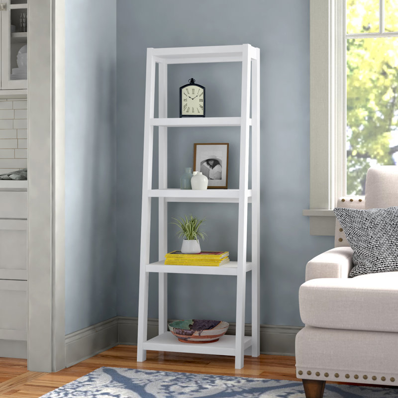 Bibliothèque échelle Sargun H 63,25 "x l 21,25", Blanc brillant