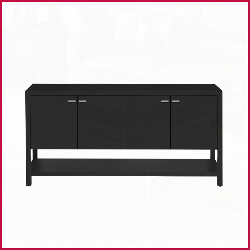 Table basse en U en MDF pour le salon et amp; Étude, rangement spacieux à 4 portes et amp; Assemblage facile, Noir