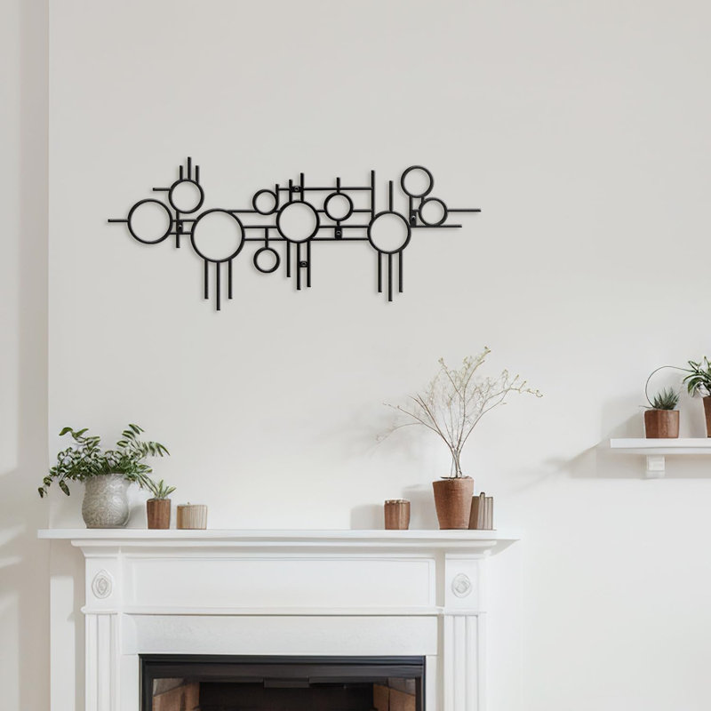 Décoration murale en métal, H 10 po x l 30 po x P 0,05 po, Noir