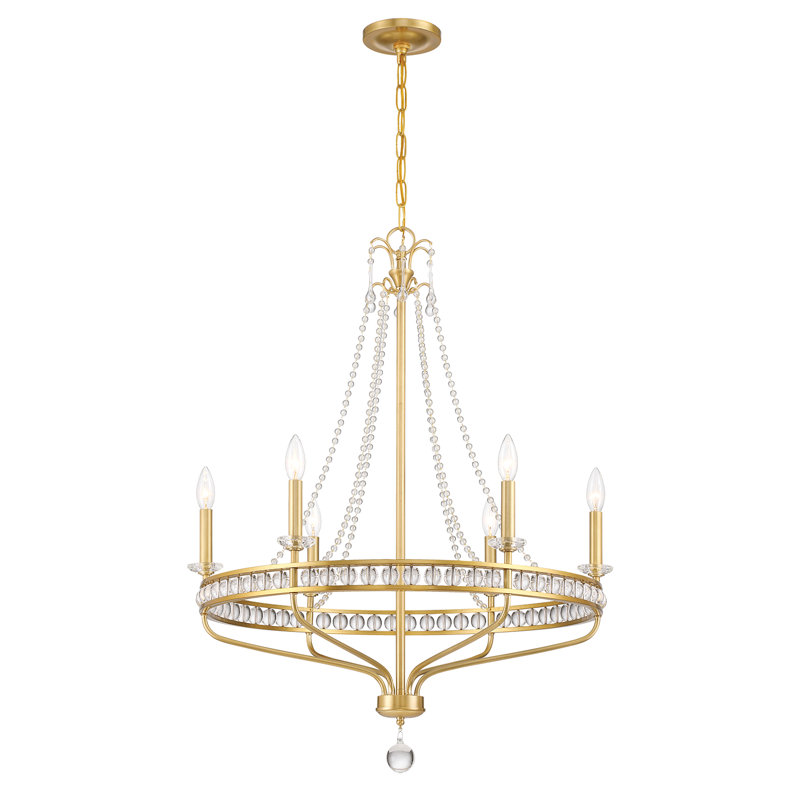 Seville 6 Light Aged Brass Chandelier