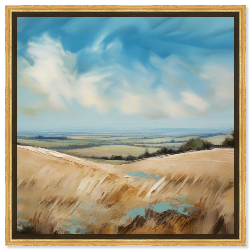 Gold Framed Abstract Landscape Canvas Print, 16" x 16"