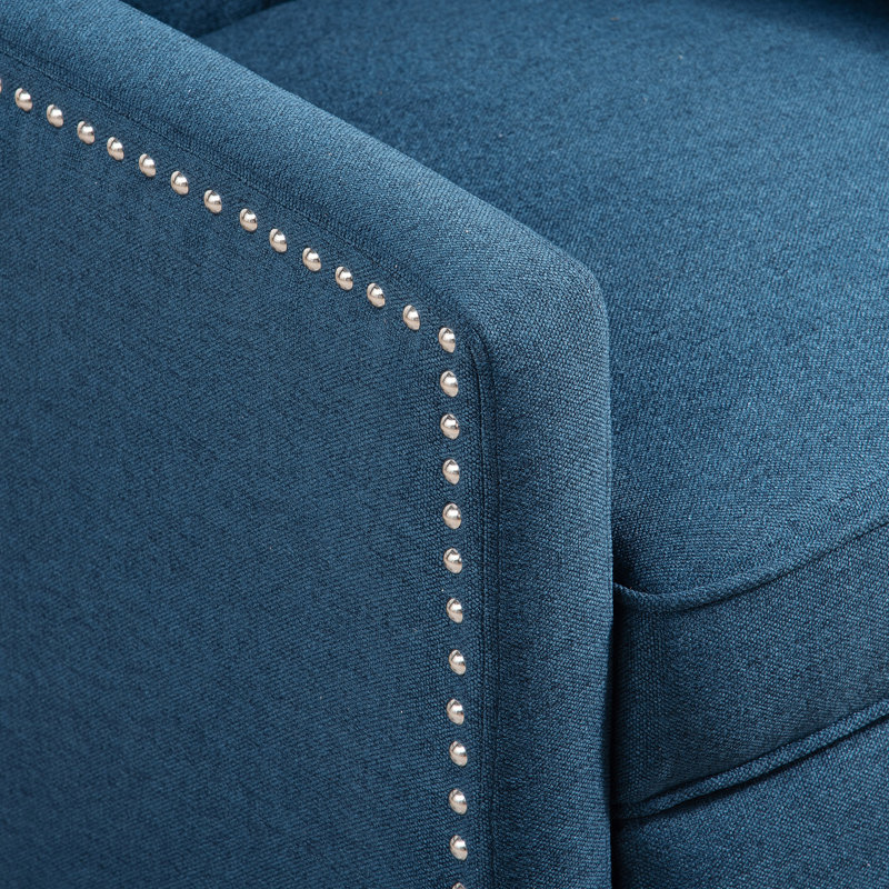 27.16" Wide Manual Wing Chair Recliner, Blue Polyester