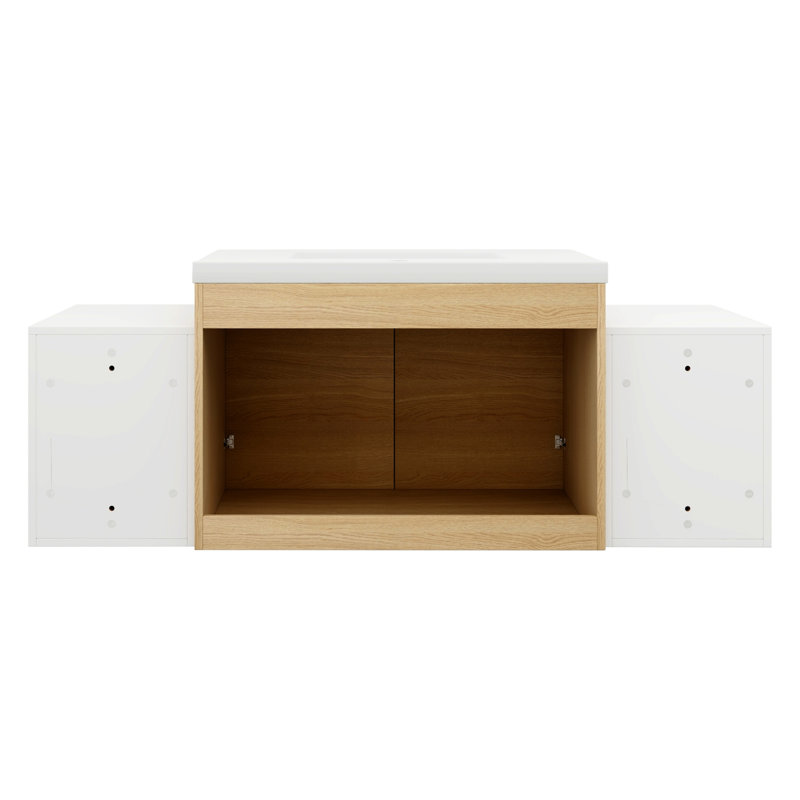 Meuble-lavabo mural avec lavabo Ã  comptoir en rÃ©sine, 54", Oak