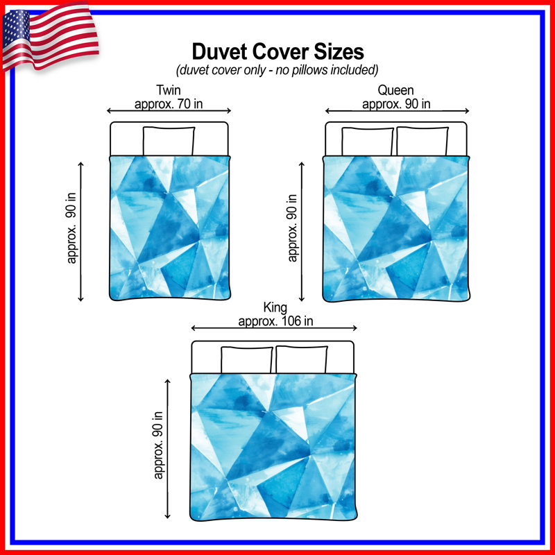 Blue Geometric Triangles Duvet Covers, Twin
