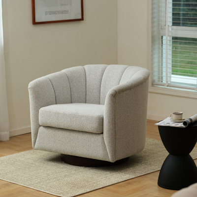 Chaise pivotante Graceful Curve avec revêtement en tissu doux et base en bois