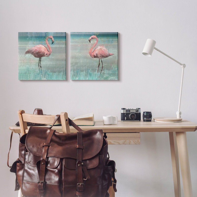 Ensemble d'art mural sur toile 2 flammes tropicales, H 17 po x l 17 po x P 1,5 po
