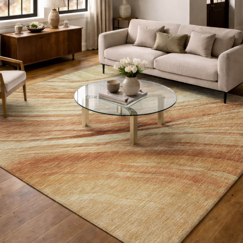 Tapis tourbillon intérieur / extérieur lavable à la machine ACN2871, Saumon, 8 pi x 10 pi