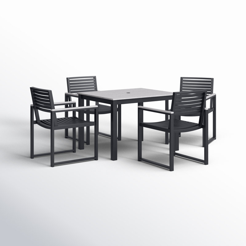 Ensemble repas de patio pour 4 personnes avec table carrée Townsend