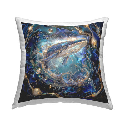 Coussin décoratif imprimé Echoes of Abyss Whale par Lena Owens