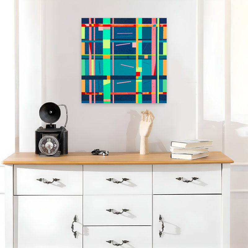 Art contemporain abstrait géométrique, H 18 po x l 18 po
