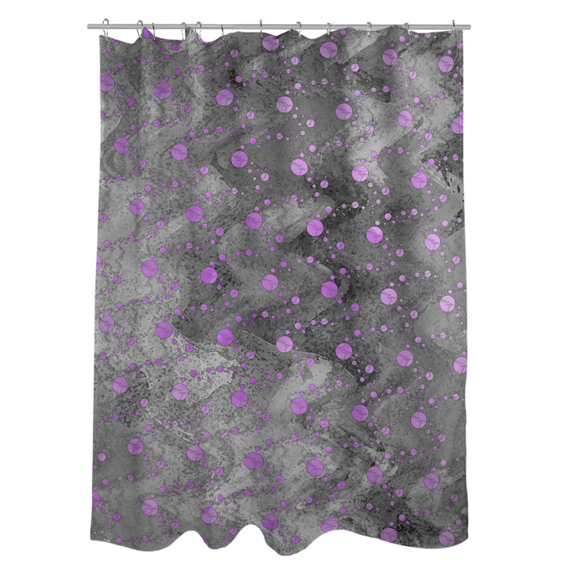 Rideau de douche simple planètes et étoiles, Violet / noir