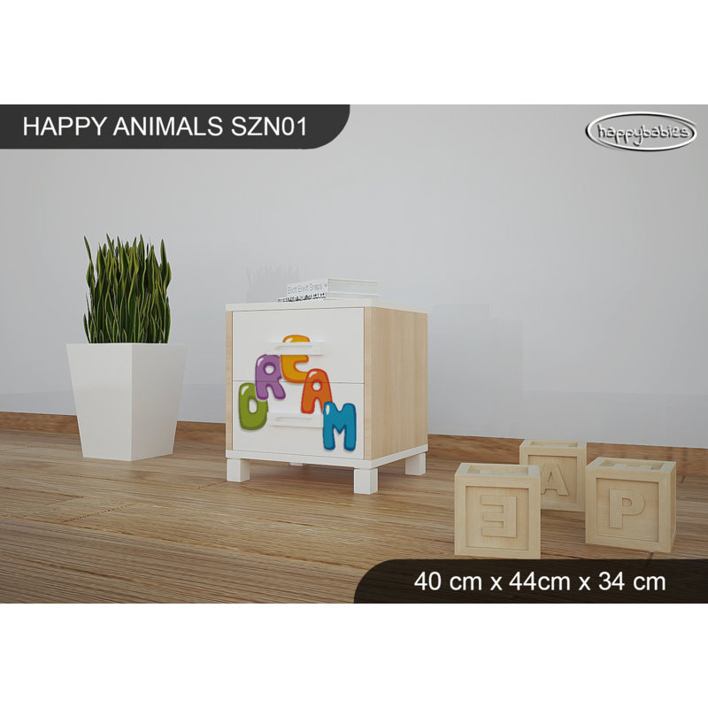 2 Drawer Nightstand, White/Oak