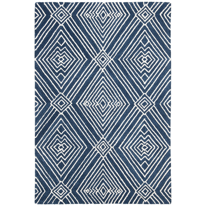 Tapis indigo touffeté à la main en laine, coton et indigo Lauren Ralph Lauren Isabella, Rectangle 2 pi 6 po x 4 pi
